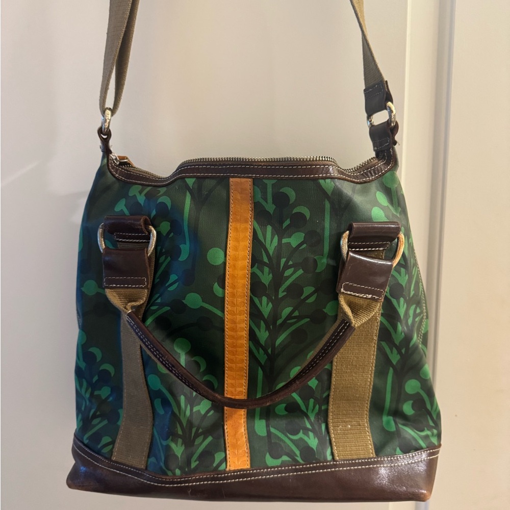 Orla Kiely Green and Brown Shoulder Bag